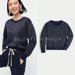 J.Crew Metallic Pullover Sweatshirt | Navy Sparkle Crew for Fall Sporting Events